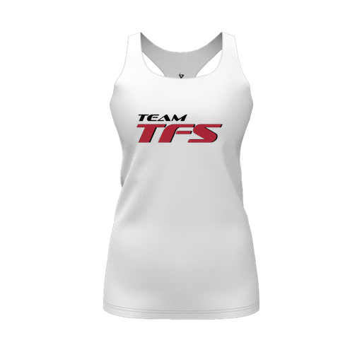[CUS-DFW-RCBK-PER-WHT-FYS-LOGO1] Racerback Tank Top (Female Youth S, White, Logo 1)