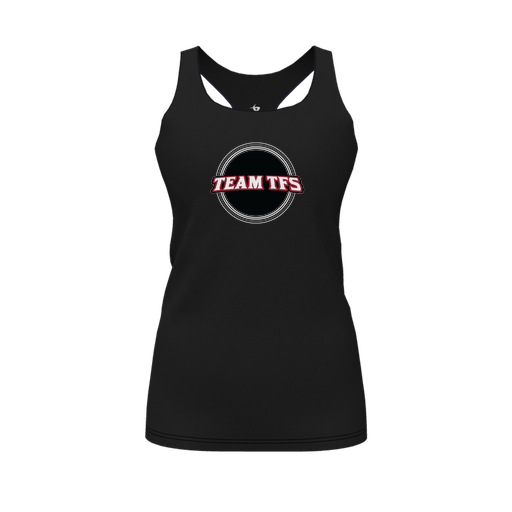 [CUS-DFW-RCBK-PER-BLK-FYS-LOGO2] Racerback Tank Top (Female Youth S, Black, Logo 2)