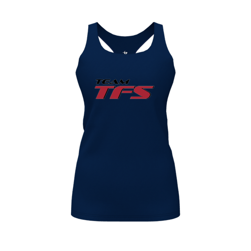 [CUS-DFW-RCBK-PER-NVY-FYS-LOGO1] Racerback Tank Top (Female Youth S, Navy, Logo 1)