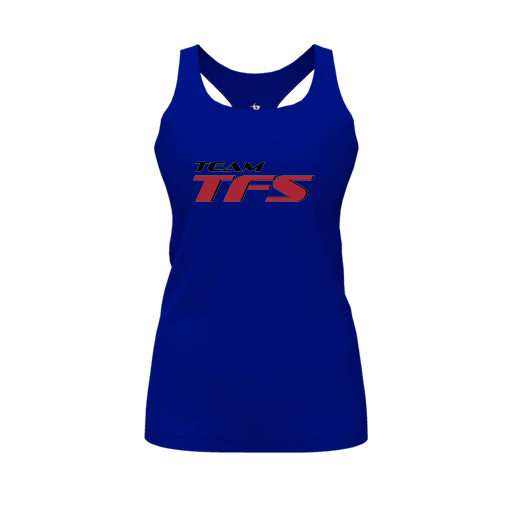 [CUS-DFW-RCBK-PER-RYL-FYS-LOGO1] Decker Racerback Tank Top (Female Youth S, Royal, Logo 1)