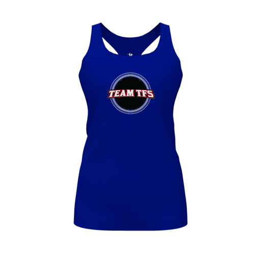 [CUS-DFW-RCBK-PER-RYL-FYS-LOGO2] Racerback Tank Top (Female Youth S, Royal, Logo 2)