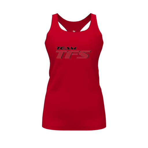 [CUS-DFW-RCBK-PER-RED-FYS-LOGO1] Racerback Tank Top (Female Youth S, Red, Logo 1)