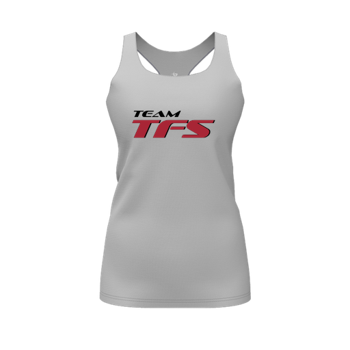 [CUS-DFW-RCBK-PER-GRY-FYS-LOGO1] Racerback Tank Top (Female Youth S, Gray, Logo 1)