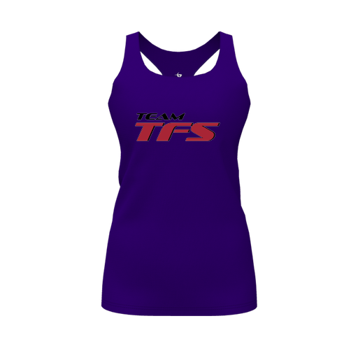 [CUS-DFW-RCBK-PER-PUR-FYS-LOGO1] Racerback Tank Top (Female Youth S, Purple, Logo 1)