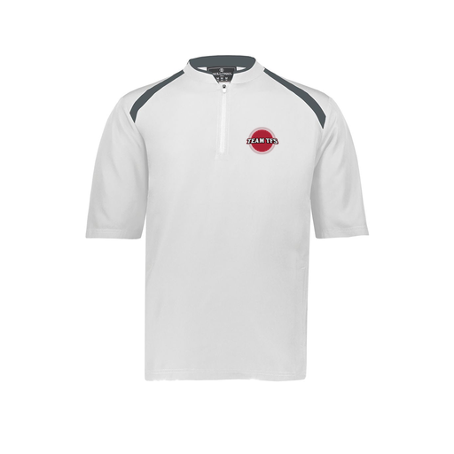 [229681-YS-WHT-LOGO3] Youth Dugout Short Sleeve Pullover (Youth S, White, Logo 3)